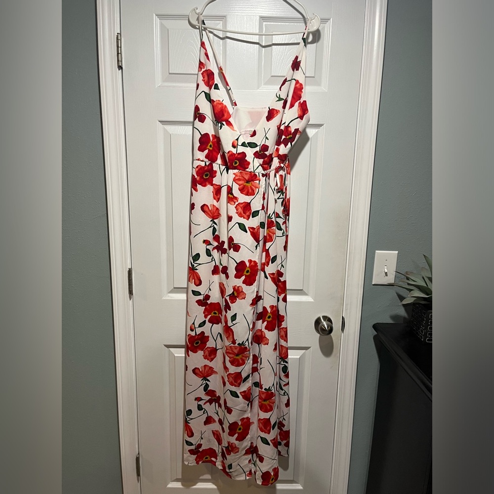 GB red floral maxi wrap dress